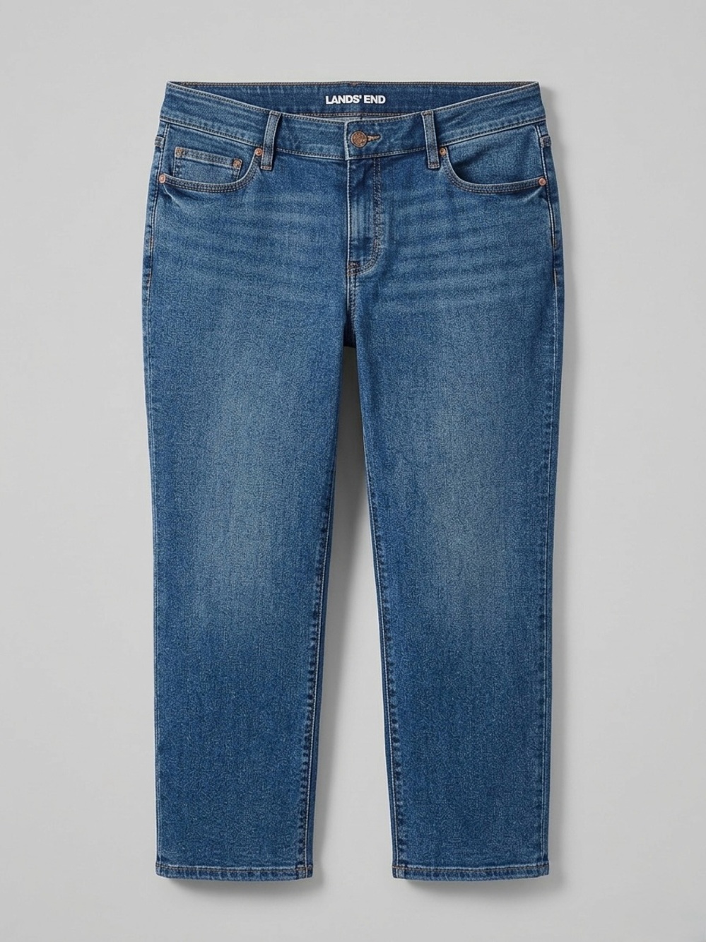 Lands' End Women's Straight-Leg Blue Denim Jeans